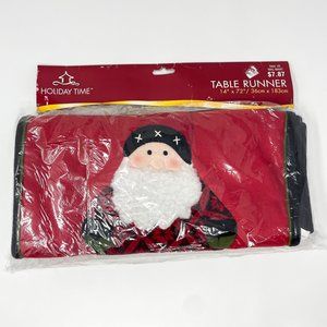 Holiday Time Table Runner Santa 14"x 72" Polyester Non-Woven Christmas Vintage